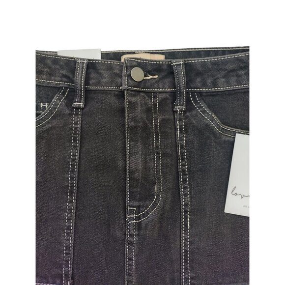 Love Fire Black High Waisted Denim Long Skirt with Pockets, Size 1, NWT - Picture 6 of 8